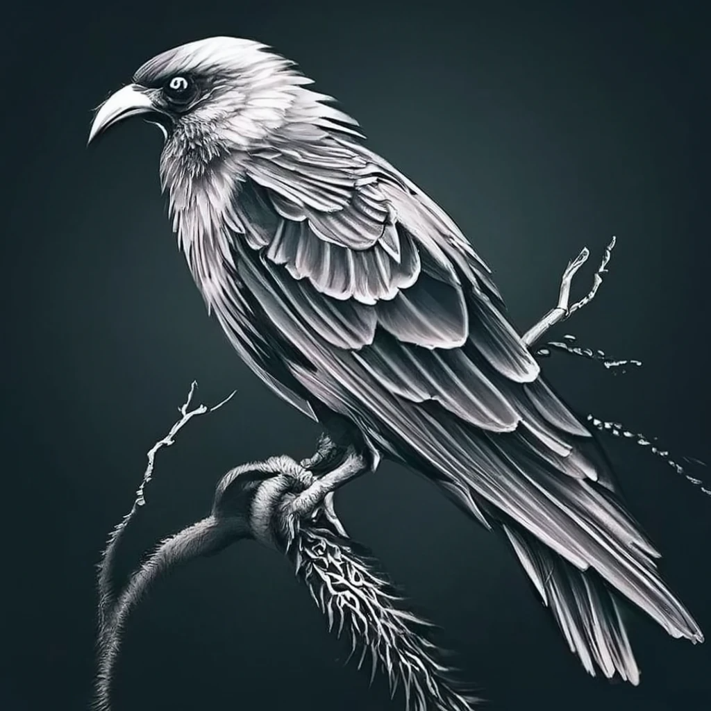 raven tattoo design in a realistic style